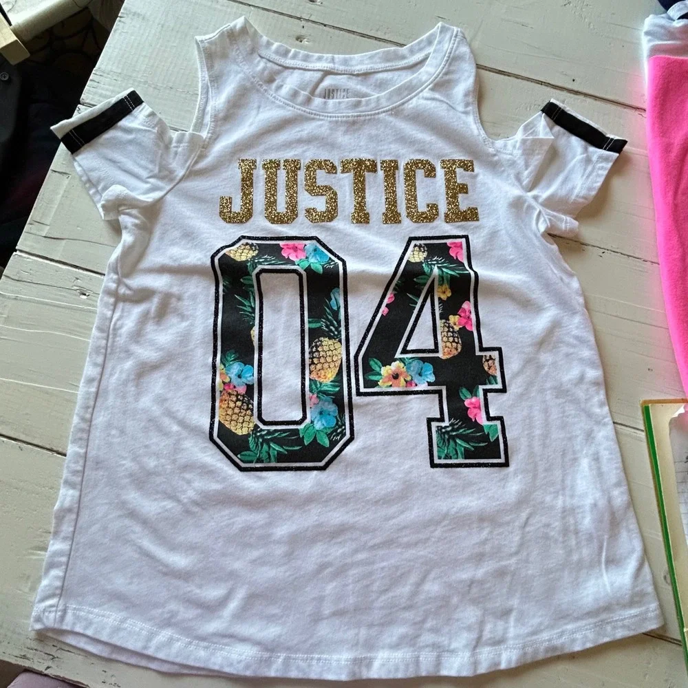 Justice Girls Top Bundle Size‎ 12 Cold Shoulder Graphic Tee Tank Cami 4pc Lot